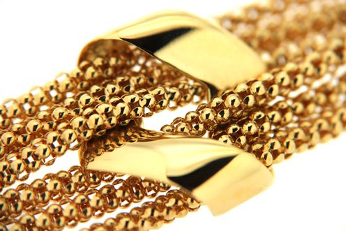  Bracciale in oro giallo con 6 fili e nodo centrale - LUSSO ITALIANO