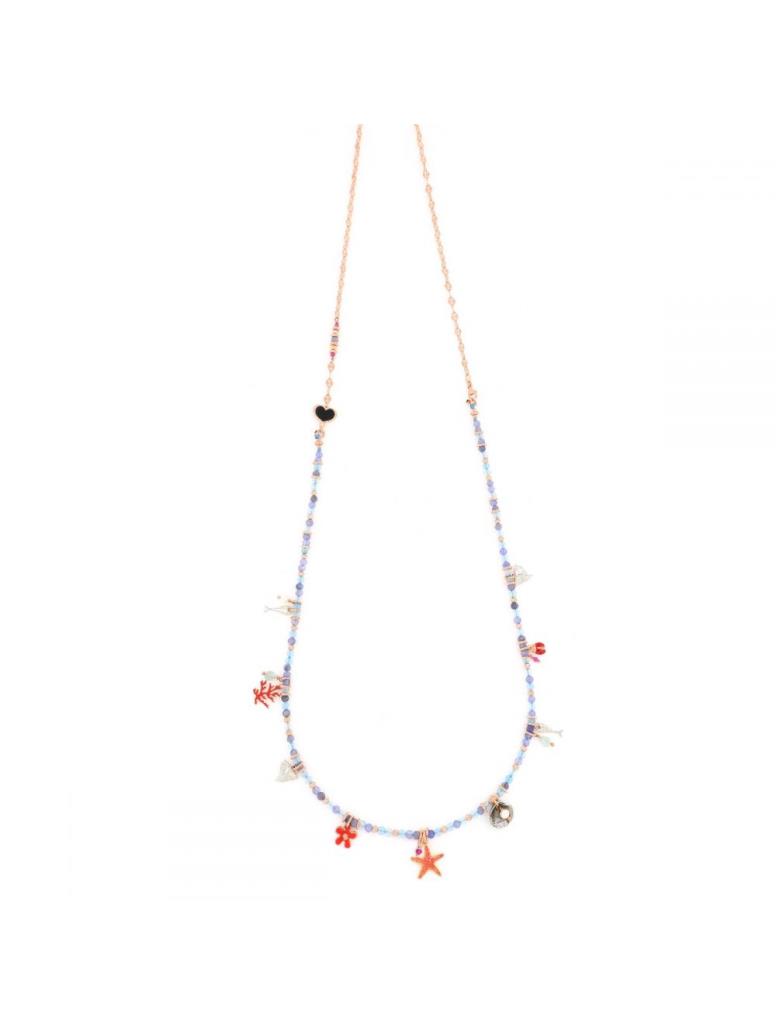 Long necklace Maman et SOphie light blue marine pendants - MAMAN ET SOPHIE