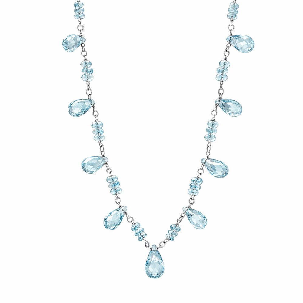 Necklace with briolé-cut aquamarine drops