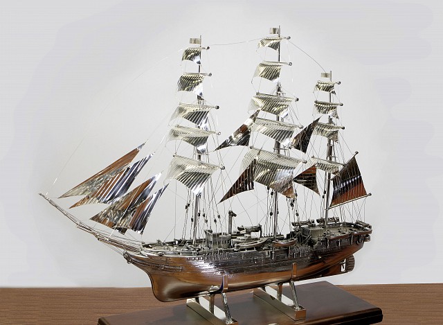  Soprammobile Veliero Amerigo Vespucci argento 50x70 cm  - ITALO GORI