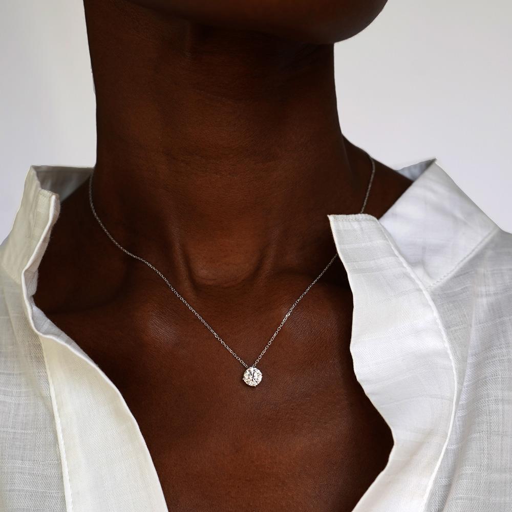 Girocollo oro bianco con diamante 0,7 Carati Lab-Grown - AMA