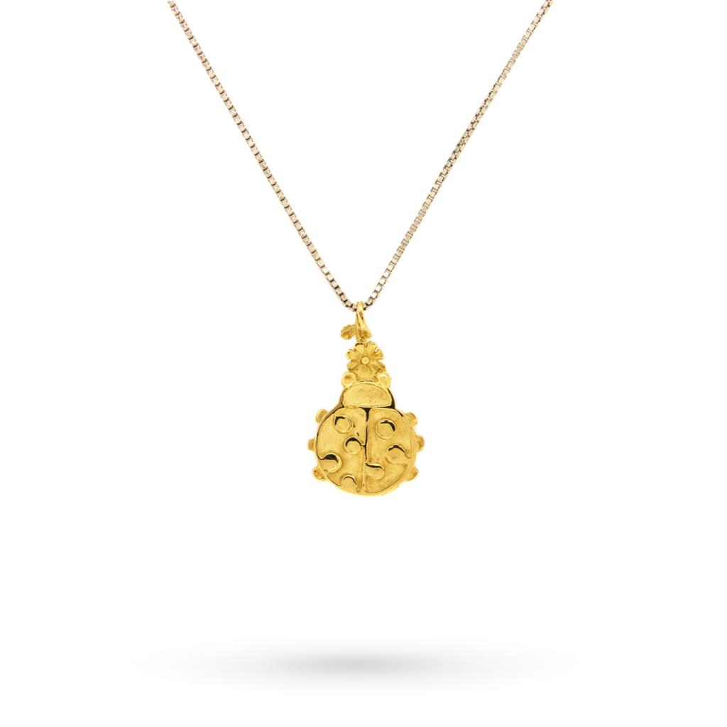 Ladybug gold pendant with silver chain 40cm - QUAGLIA