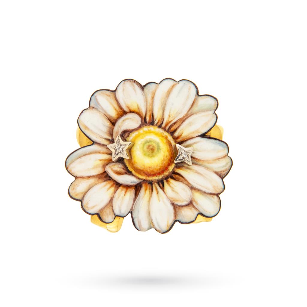 Gabriella Rivalta enameled daisy brooch pendant - GABRIELLA RIVALTA