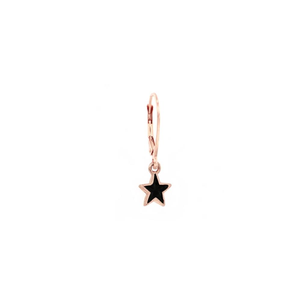 Single earring with black star in pink silver - MAMAN ET SOPHIE