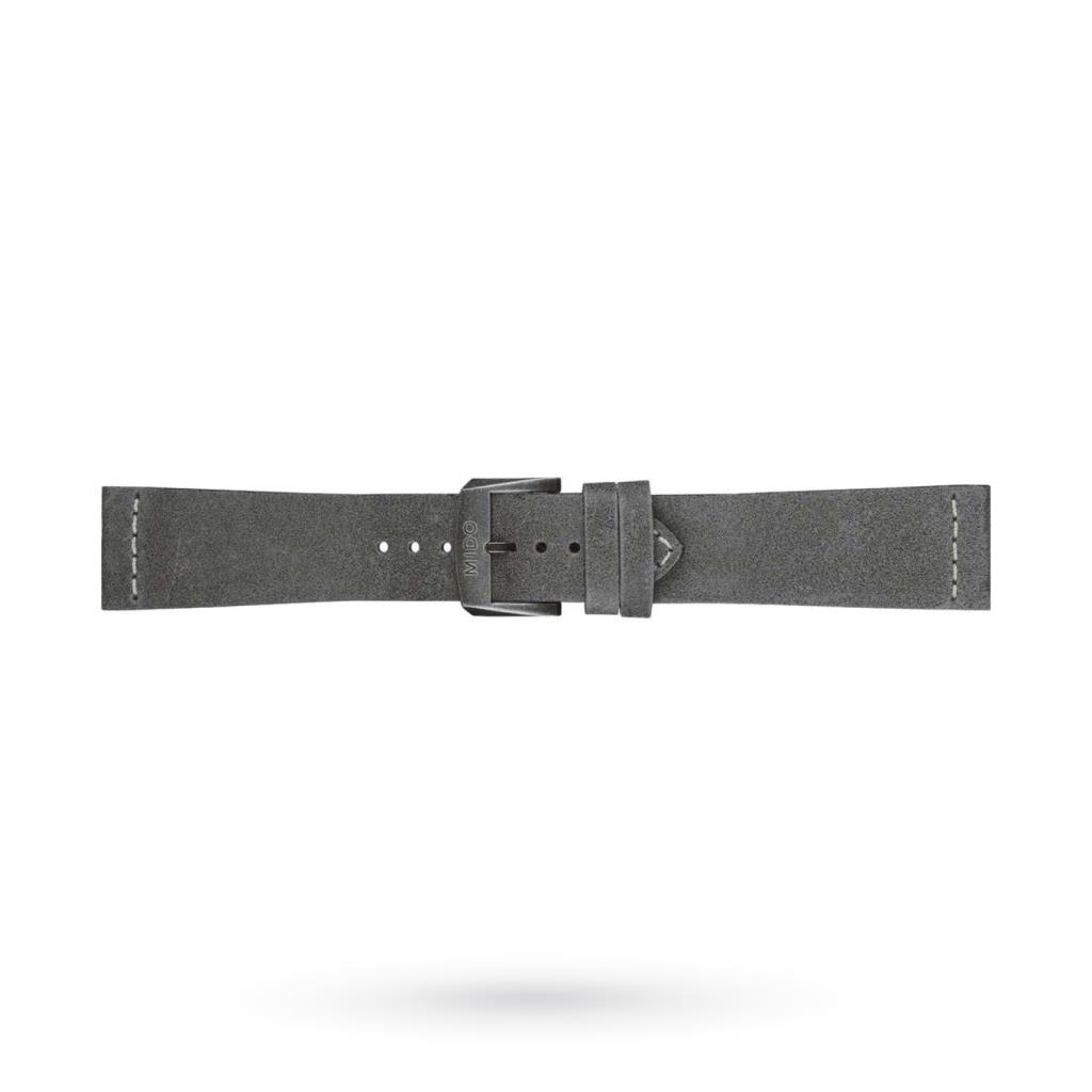 Mido gray leather strap 23mm PVD steel buckle - MIDO