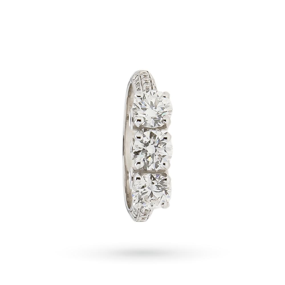  Anello trilogy in oro bianco con diamanti naturali 1,65ct - CICALA