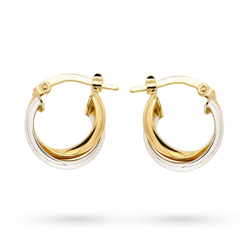  Orecchini bicolore oro bianco e giallo &Oslash; 13mm - LUSSO ITALIANO