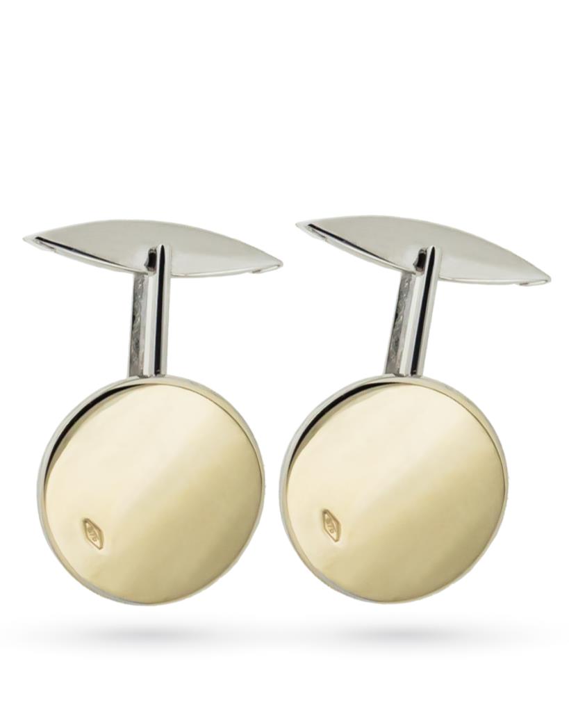 925 yellow silver round cufflinks with polished surface - LUSSO ITALIANO