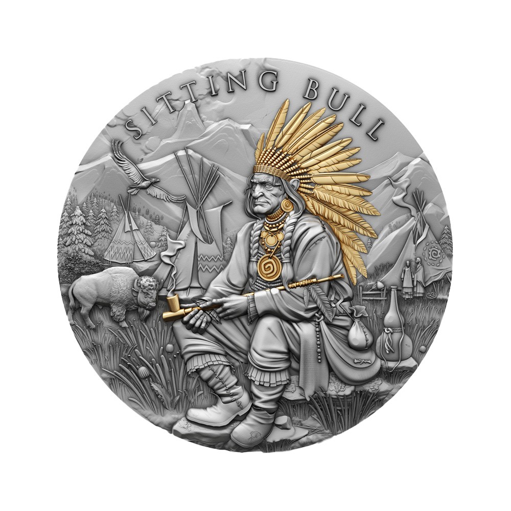 Toro Seduto Legendary Warriors 2 Oz Argento 5$ Niue 2025 - T&S COIN