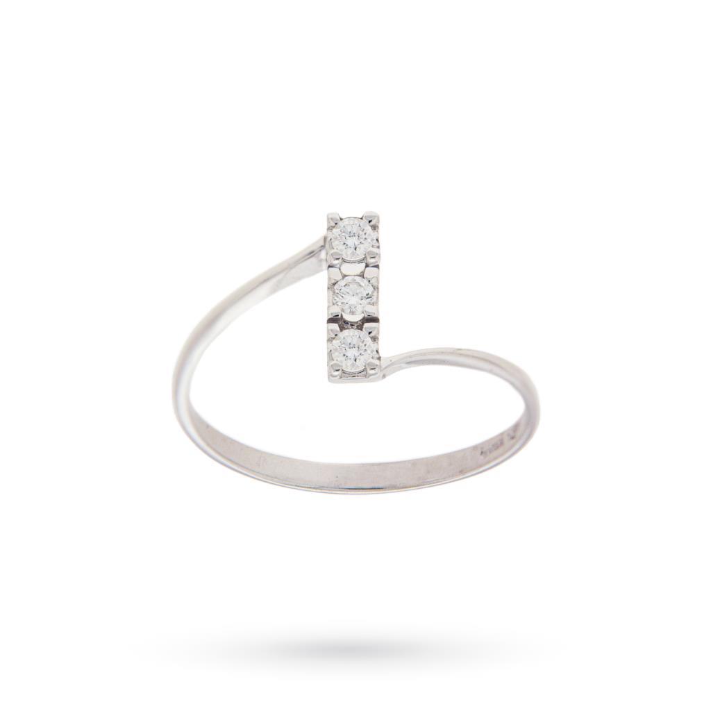 18kt white gold trilogy diamond ring - LUSSO ITALIANO