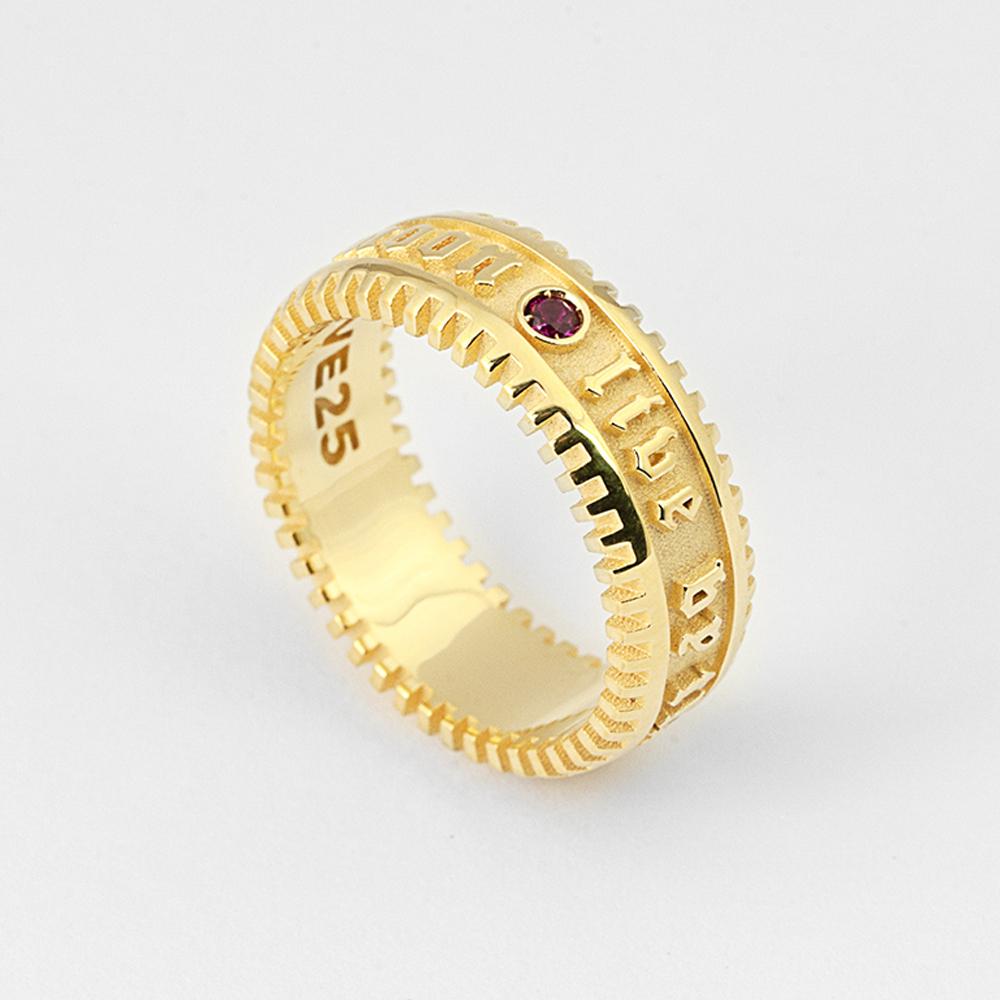 Fascia La Fortuna spinello rosso argento placcato oro Nove25 - NOVE25