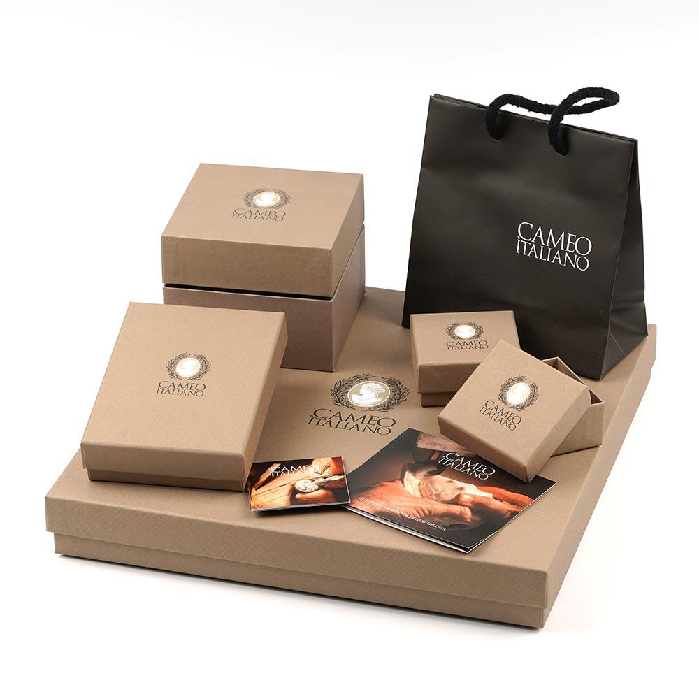  Orecchini argento dorato fiore turchesi cameo viso 8mm - CAMEO ITALIANO