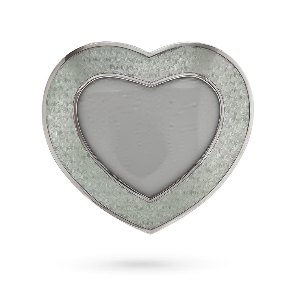 Cornice portafoto argento cuore smalto verde acqua 11x9 cm - ITALO GORI