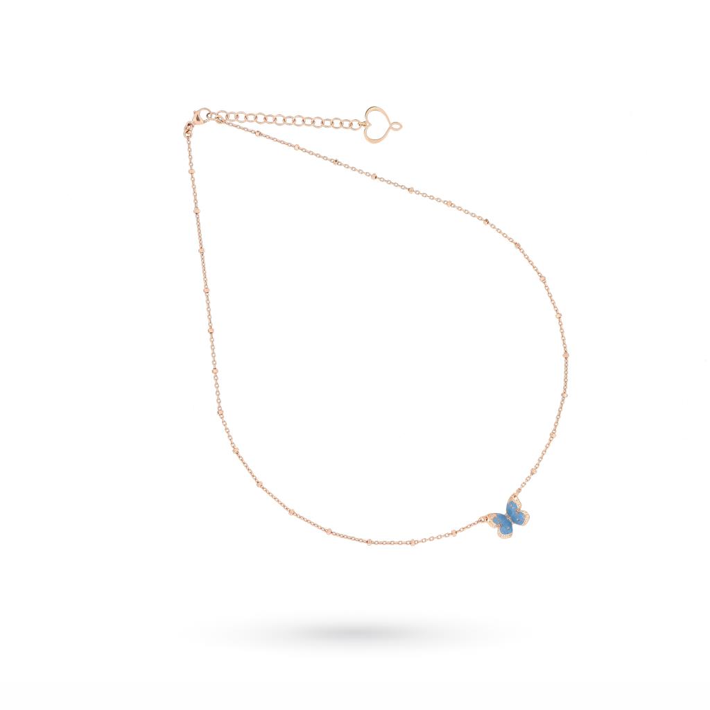 Necklace with blue butterfly in burnished silver - MAMAN ET SOPHIE