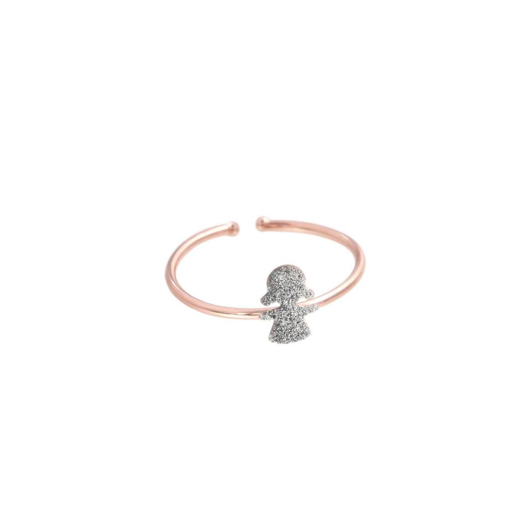 Aurum ring in 18kt rose gold with diamond girl - MAMAN ET SOPHIE