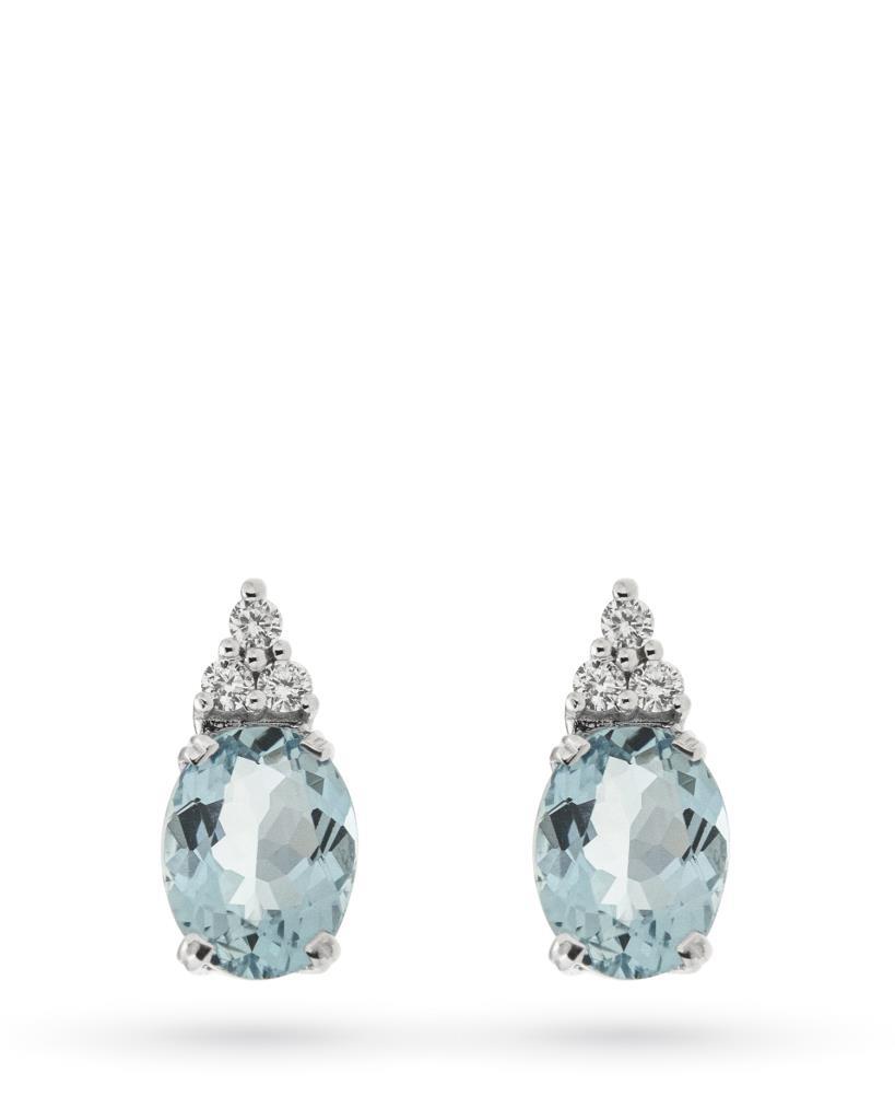 18kt white gold earrings with 2,51ct aquamarine and diamonds 0,14ct  - CICALA