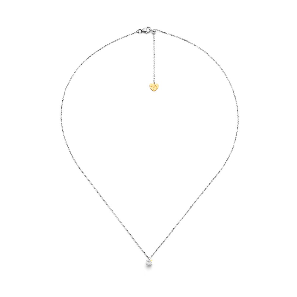 Girocollo punto luce oro bianco cuore giallo 0,20 ct - PER DIRTI CHE