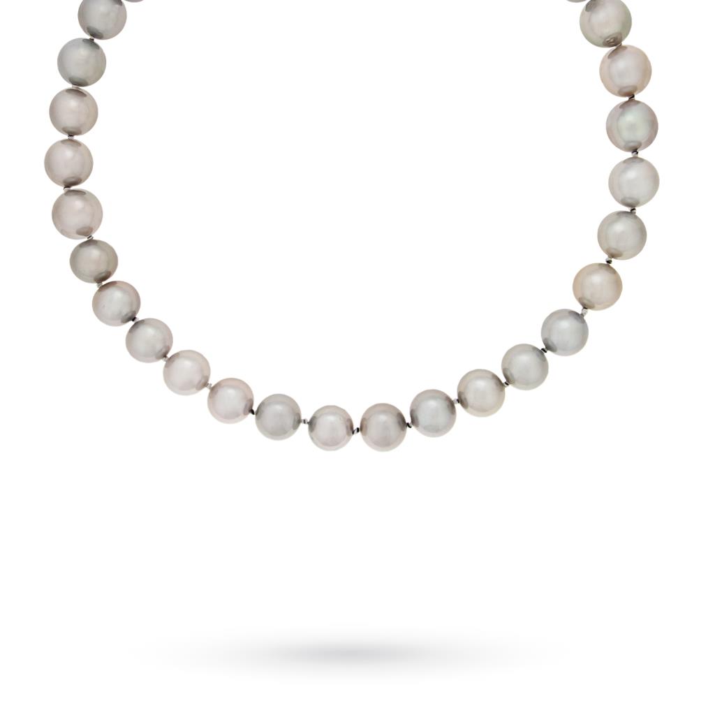 Collana perle grigie Tahiti 10,30mm oro bianco rosa 18kt - LUSSO ITALIANO