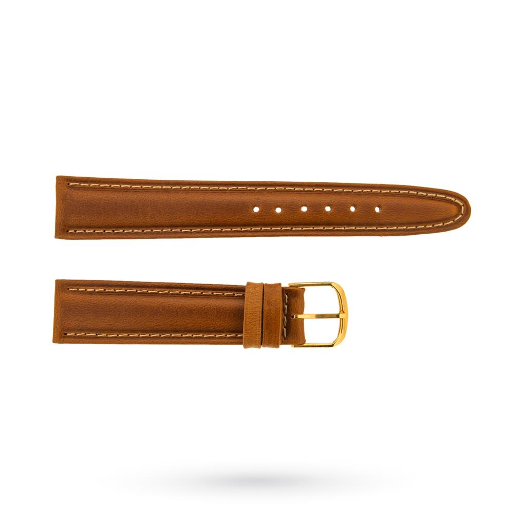 18-16mm water repellent honey brown leather strap - 