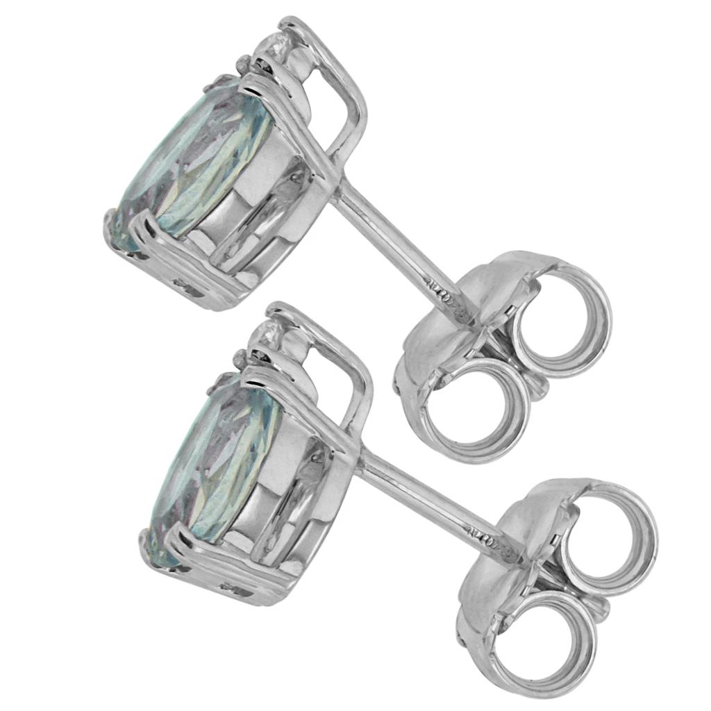  18kt white gold earrings with 2,15ct aquamarine and diamond 0,04ct  - CICALA