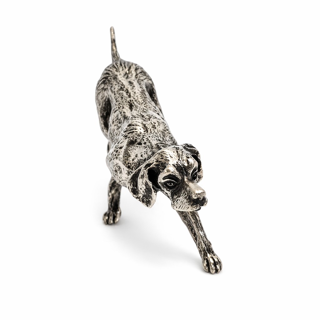  800 silver pointer dog figurine, signed by Roselli - 