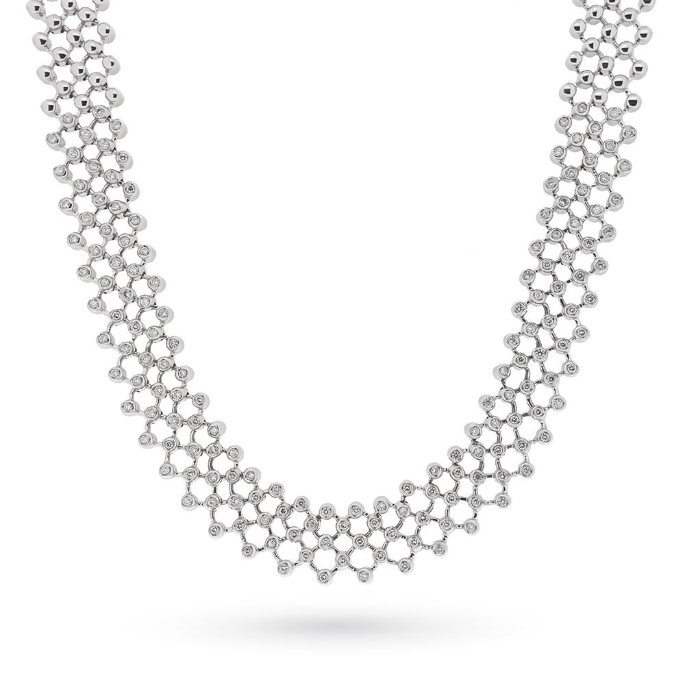 White gold soft fabric necklace with diamonds 1,91 ct - GIORGIO VISCONTI