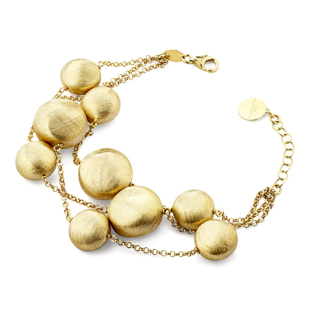 Marcello Pane 3 strand bracelet in gilded silver round nuggets - MARCELLO PANE