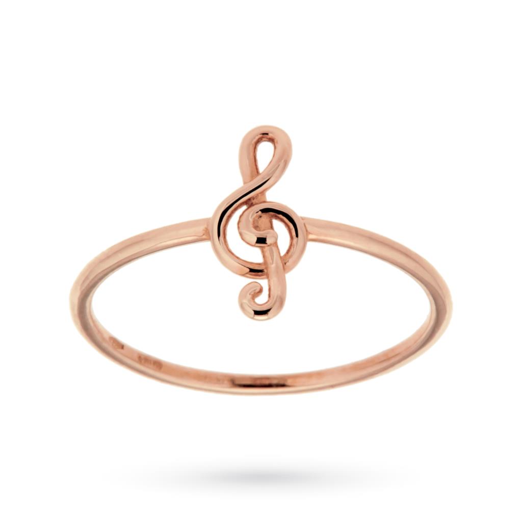Treble clef rose gold wire ring - LUSSO ITALIANO