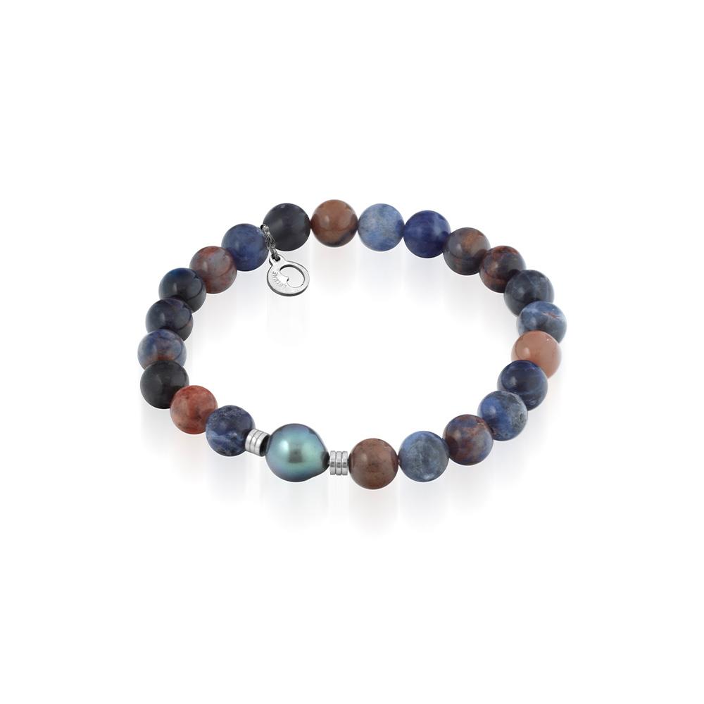 Bracciale argento sodalite perla Tahiti moschettone - GLAMOUR