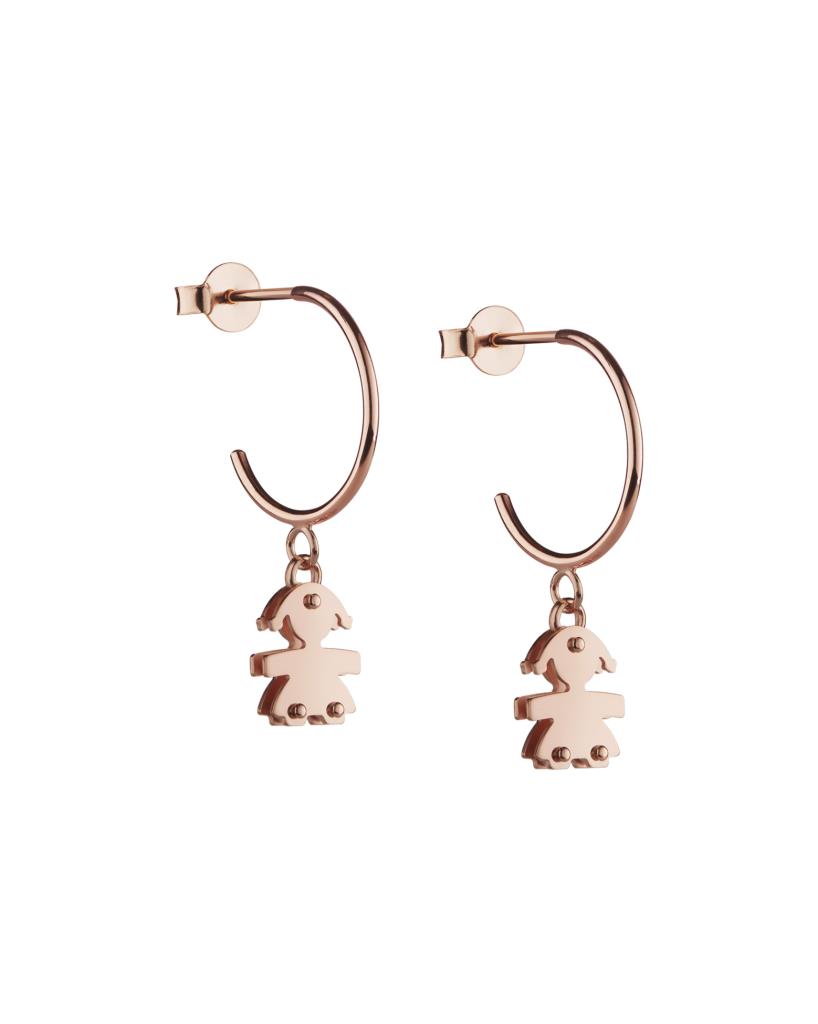 LeBebe hoop earrings LBB555 Classic rose gold girl silhouette - LE BEBE