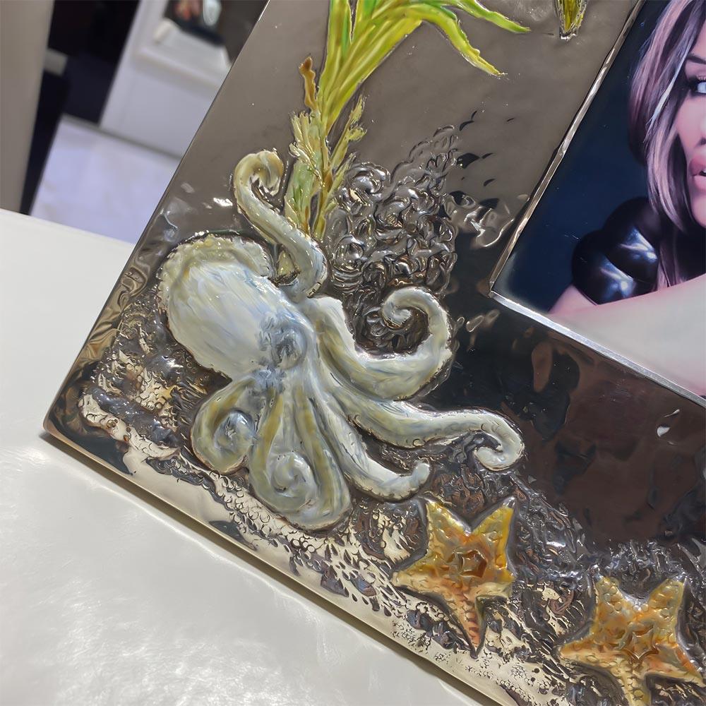  Cornice 9x13cm argento Acquario fondale pesci smaltati - ITALO GORI