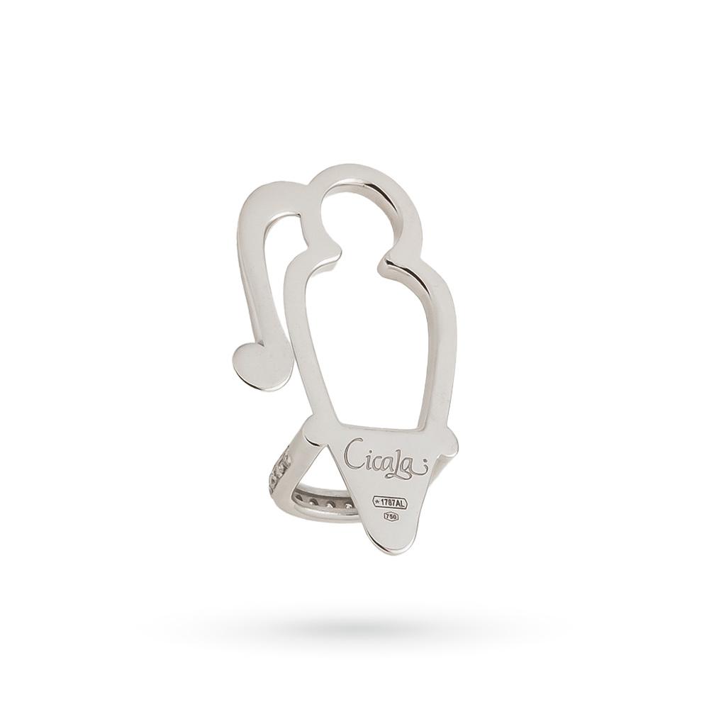  WithThee glasses holder in 18kt white gold, diamonds and blue enamel - CICALA