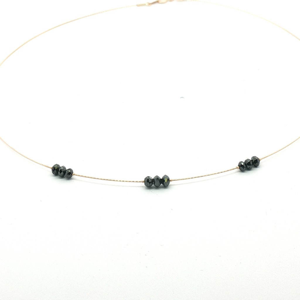 NARA 9P Necklace &ndash; MagicWire&reg; NARA Collection in 18K Gold with Black Diamond - MAGICWIRE