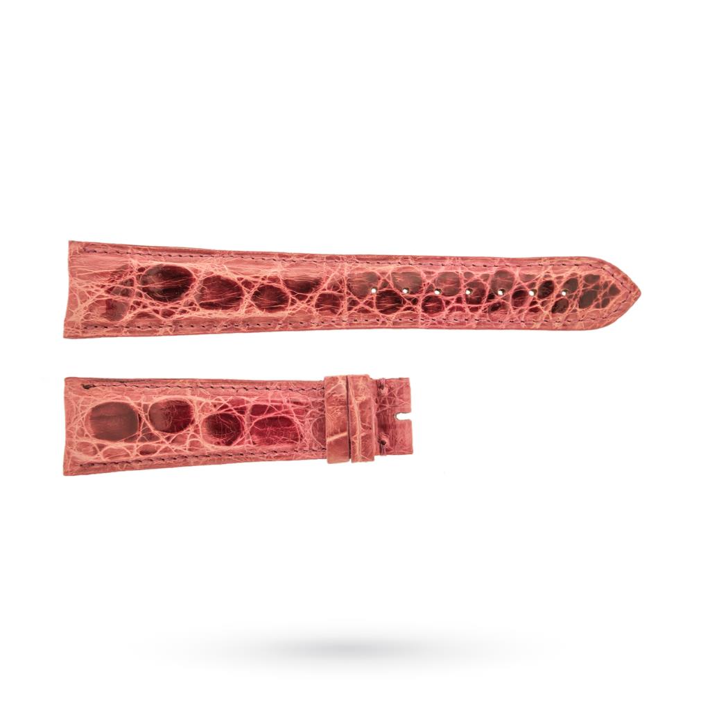 Padded pink crocodile strap 20-16mm no buckle - BROS