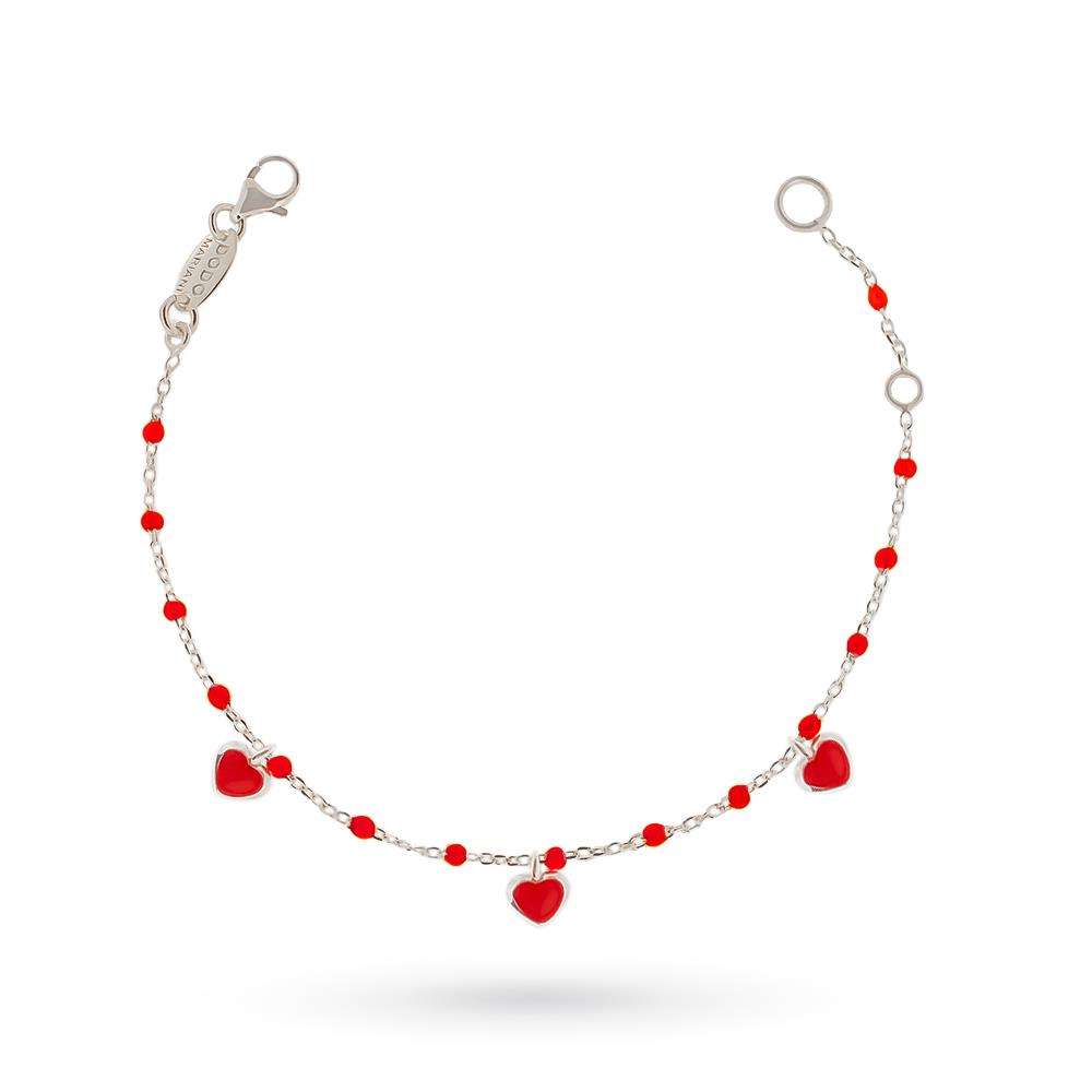 Dodo Mariani bracelet mini enamel chain 3 red hearts - DODO MARIANI