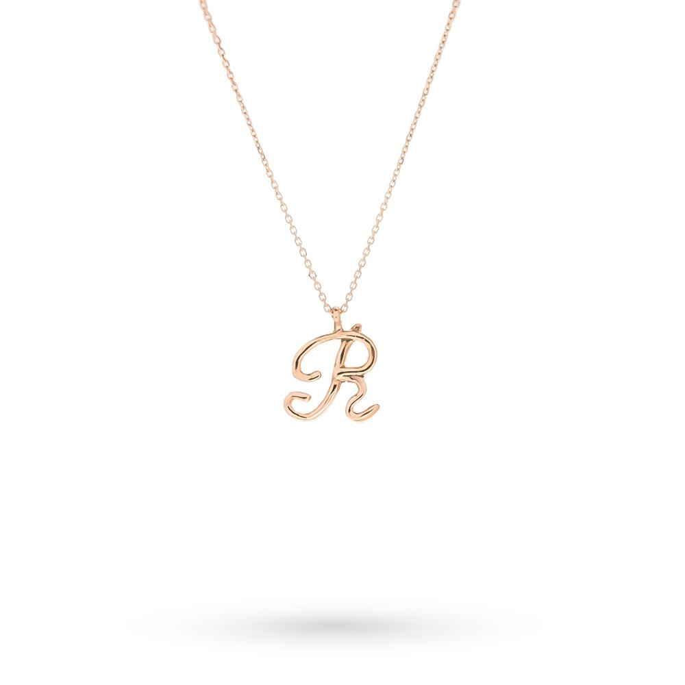 Necklace with letter R pendant in 18kt rose gold - PINOMARINO