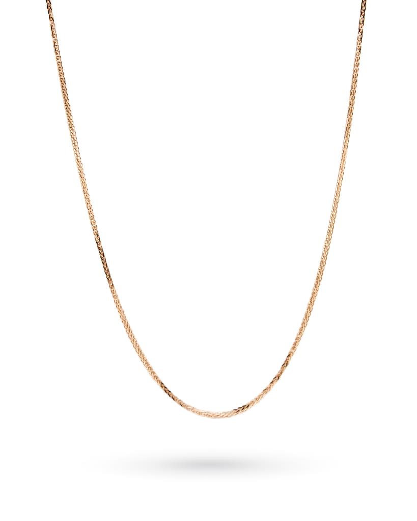 Girocollo in oro rosa con maglia a spiga 45cm - LUSSO ITALIANO