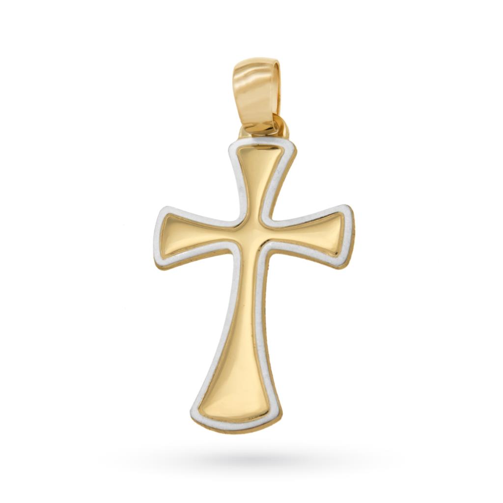 Croce in oro bianco e giallo 18kt lucido - LUSSO ITALIANO