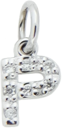 Ciondolo iniziale P stampatello h 5,30mm oro bianco diamanti - CICALA