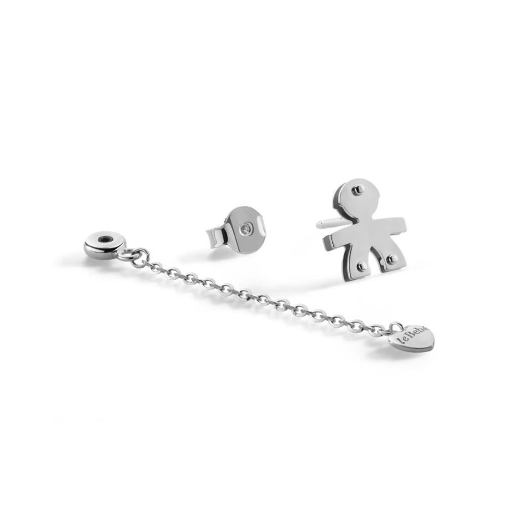  Orecchini leBebe LBB531 Classici bimbo cuore pendente oro bianco - LE BEBE