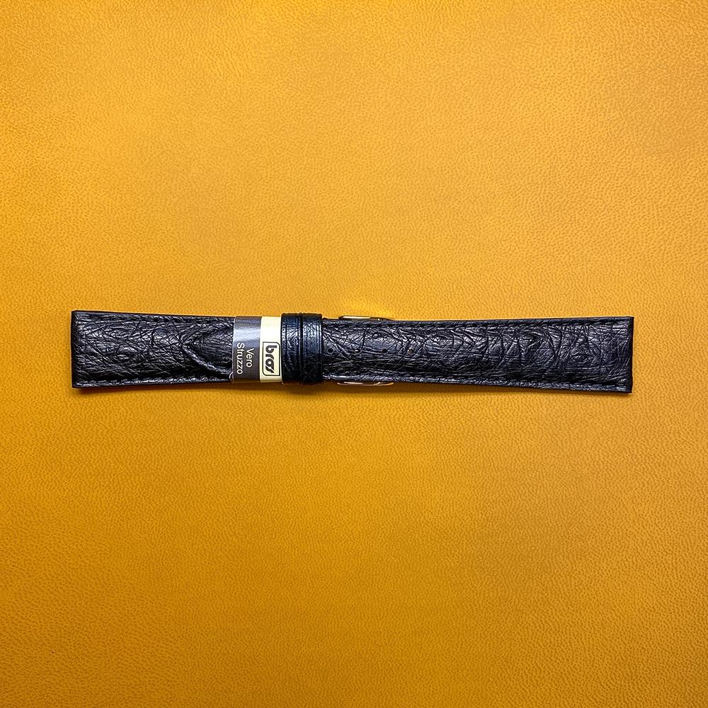 Cinturino pelle struzzo nero 20-16mm - BROS