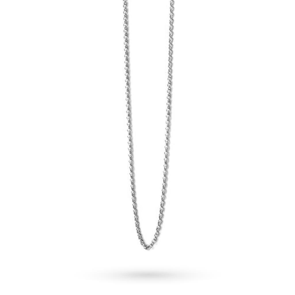 Rhodium plated silver rolo chain 70cm snap hook - LUSSO ITALIANO