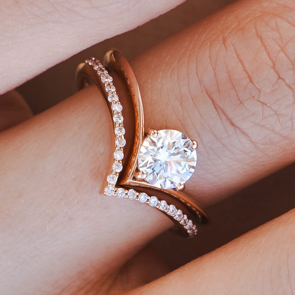  Anello oro rosa diamanti da 0,005 Carati Lab-Grown - AMA