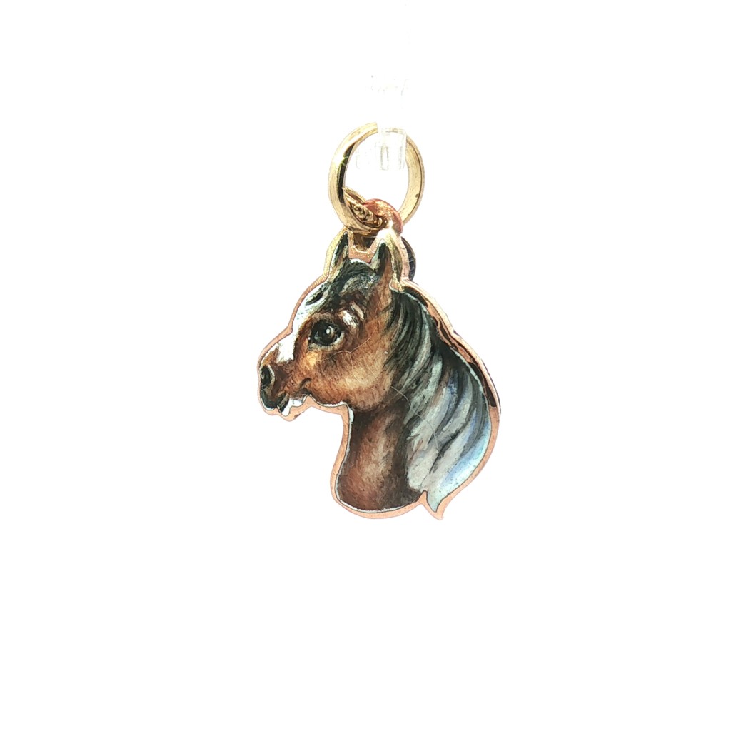  Personalized Horse Head Pendant with Copper Base and Yellow Gold Backing - GABRIELLA RIVALTA