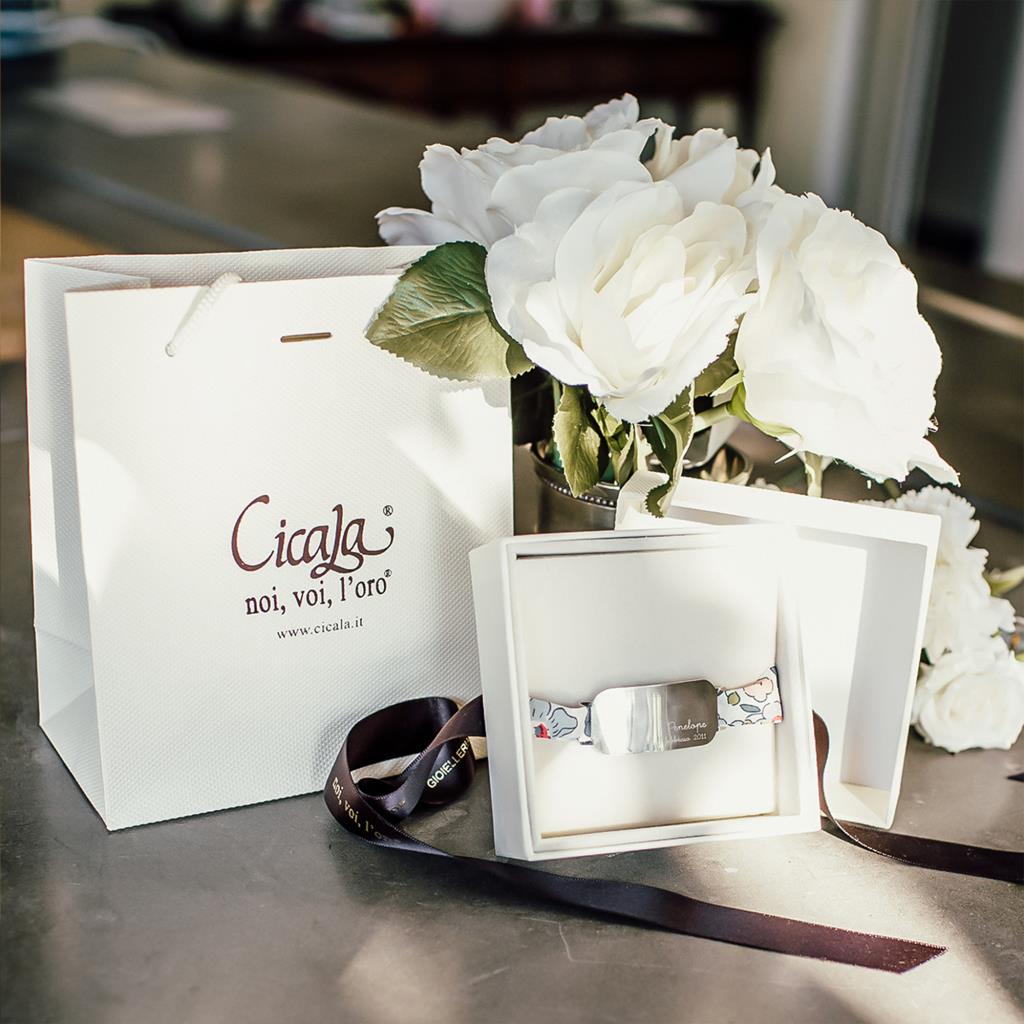  Bracciale nascita AvecMoi argento cinturino sartoriale - CICALA