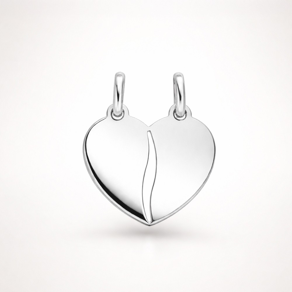  Cuore spezzato ciondolo oro bianco 20x20 mm - LUSSO ITALIANO