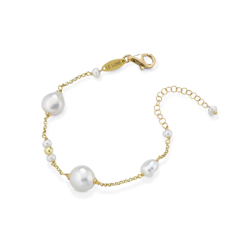 Gilded silver bracelet with three white pearls - GLAMOUR BY LELUNE