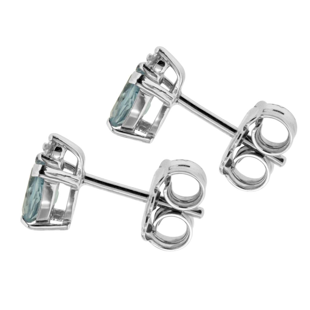  18kt white gold earrings with 1,37ct aquamarine and diamond 0,04ct  - LUSSO ITALIANO