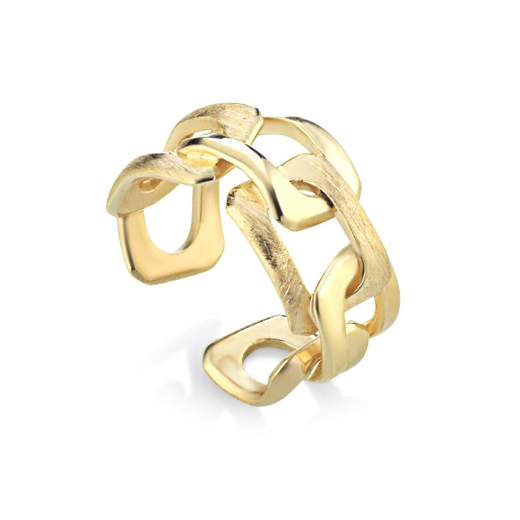 Marcello Pane ring in gilded silver with chain - MARCELLO PANE