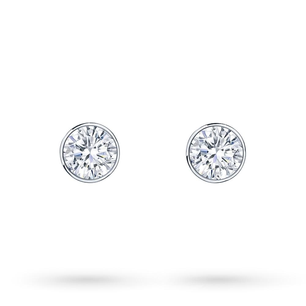 Orecchini copriforo tondi oro bianco diamanti ct 0,12 - CICALA